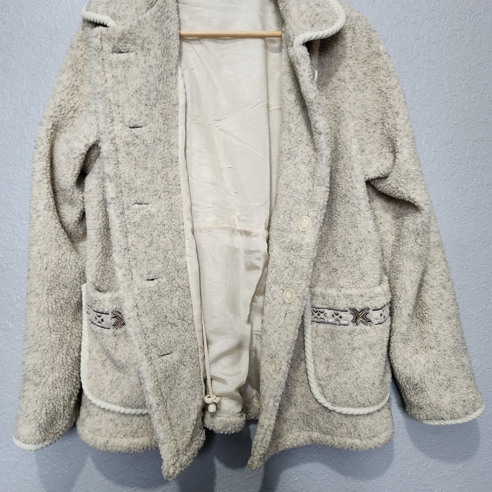 Cozy Cream Sherpa Button-Front Jacket - Picture 7 of 16